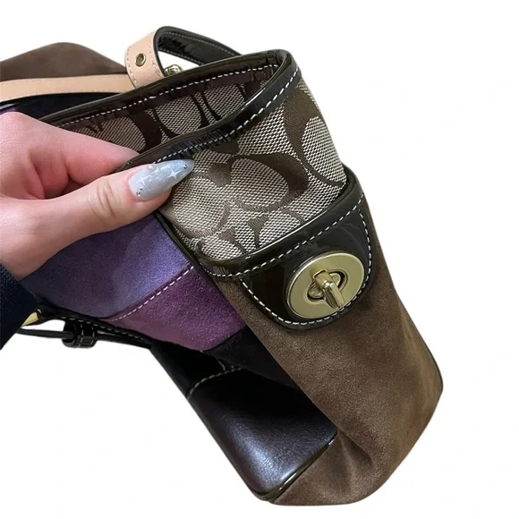 Vintage Y2K Coach Holiday Patchwork Tote Shoulder-Bag Purse - Picture 7 of 11